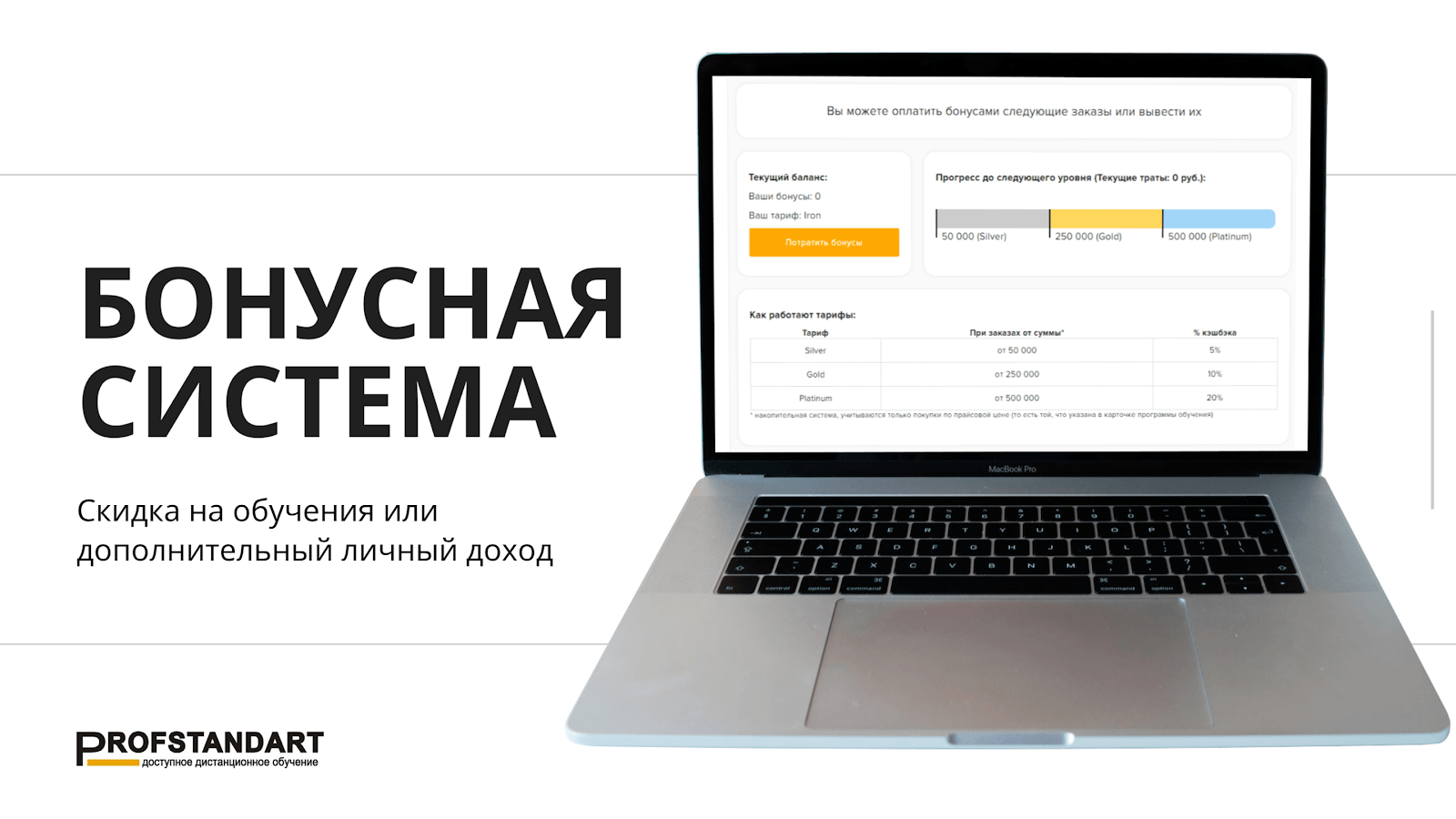 Бонусная программа «Профстандарт» в личном кабинете