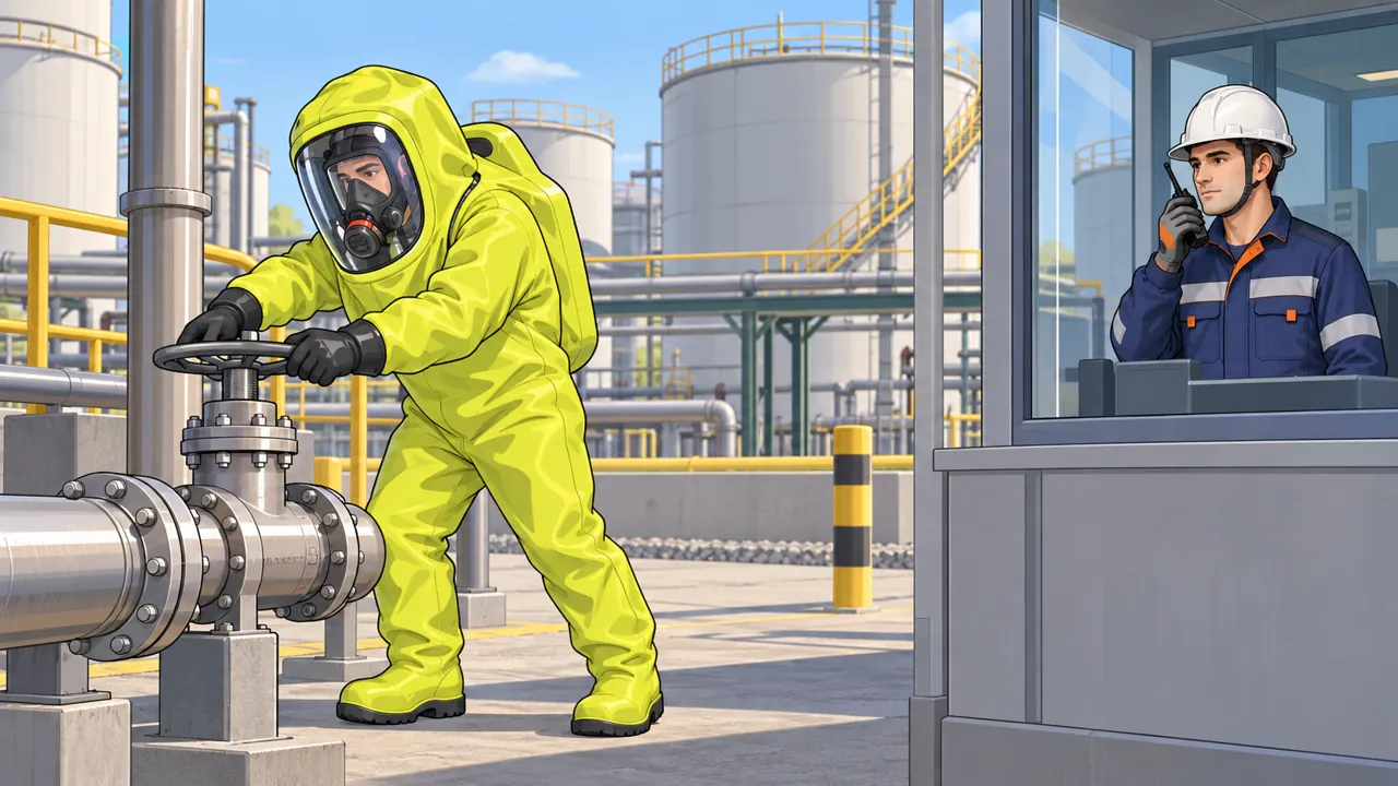 Работа в газонепроницаемом изолирующем костюме на химически опасном объекте