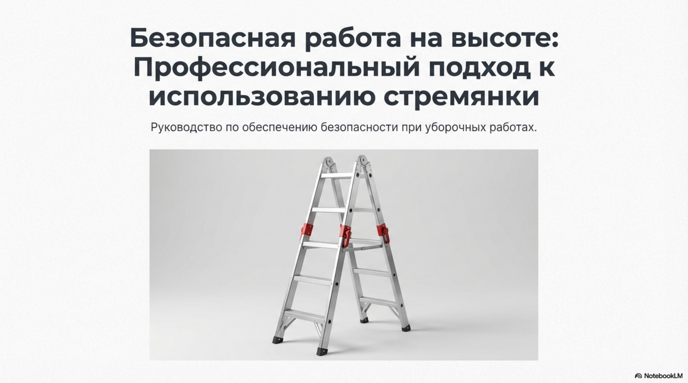 Уборка на высоте с использованием стремянки — слайд 1 из 13